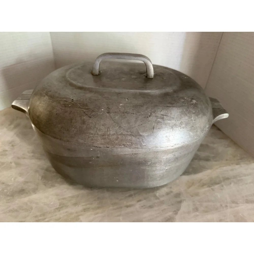 Wagner‎ Ware Magnalite Roaster Dutch Oven 4265-P Silver Vintage Lid 8qt